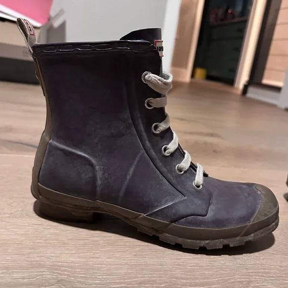 Hunter rain boots purple with laces (combat style) - Picture 3 of 9